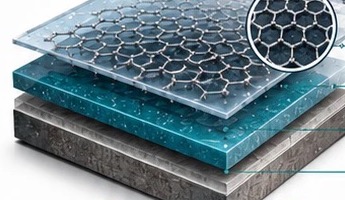 Capas del sistema: capa superior, matriz epóxica con grafeno, imprimación y sustrato metálico